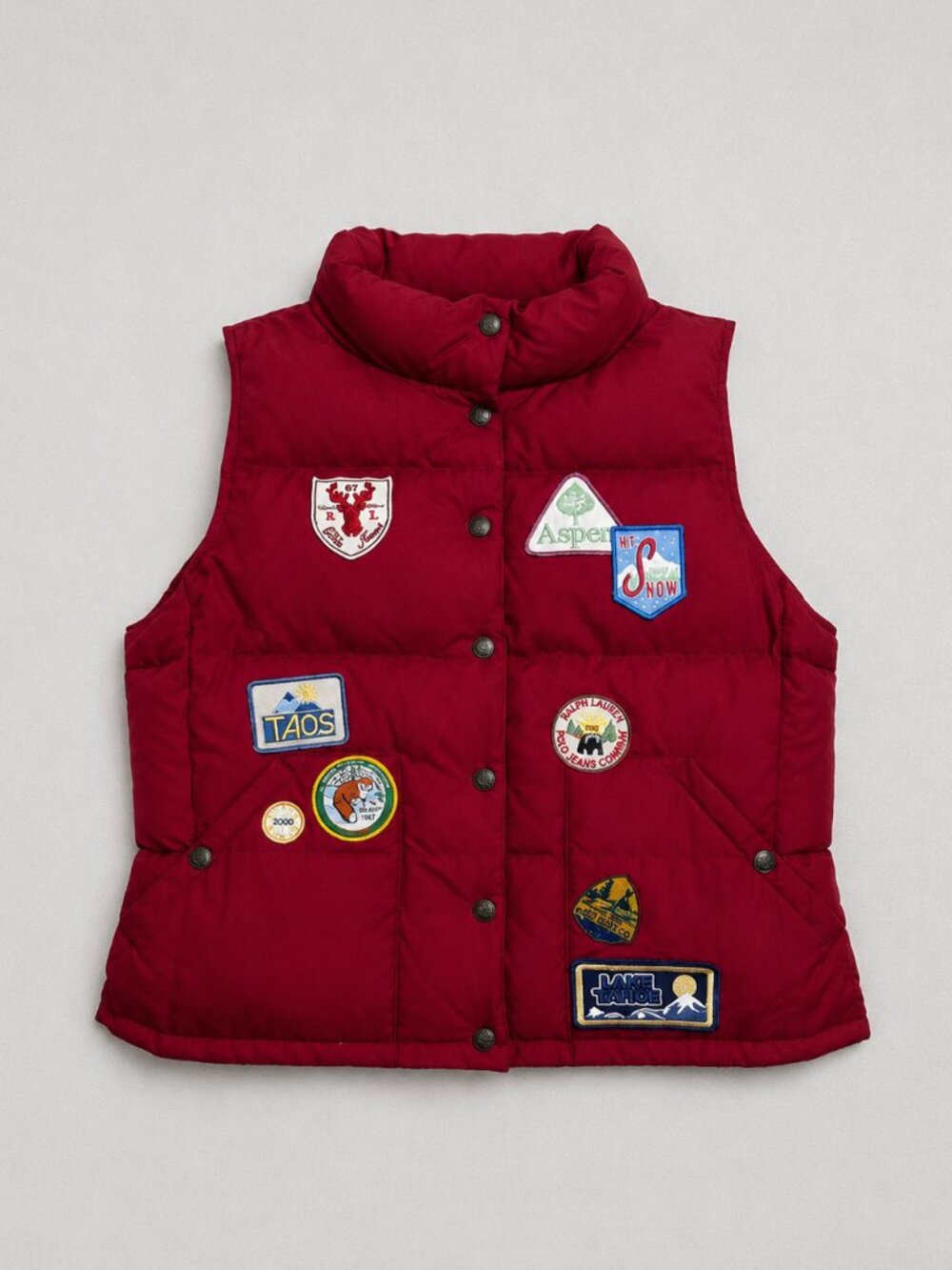 Ralph Lauren Polo Jeans Reversible Patchwork Down Red Puffer Vest Women’s